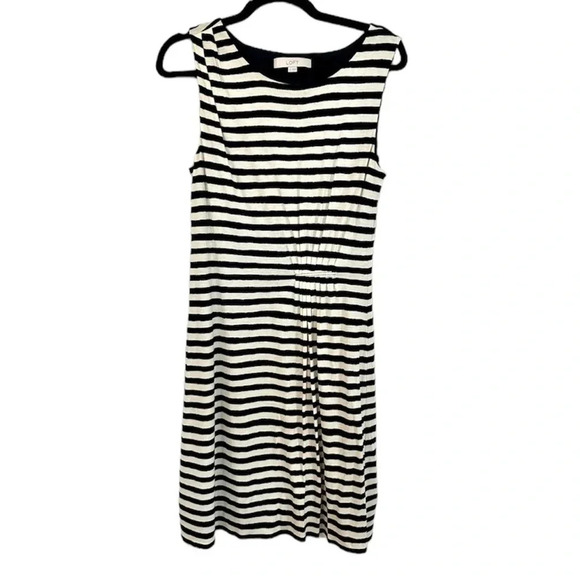 Ann Taylor Loft Women’s Sleeveless Black & Off White Stripe Dress Size M GUC - Picture 1 of 8